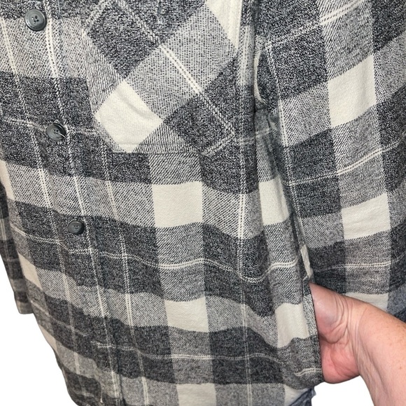 Original Weatherproof Vintage Shacket M Gray White Plaid Button Up Sherpa Lined - Picture 4 of 13